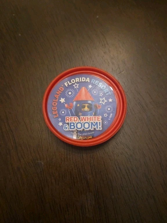 2026 LEGOLAND Florida America 250 pop badge Red White Boom! July 4th 