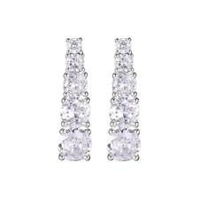 Bar Climber Stud Earrings for Women 925 Sterling Silver Crystal Stick Ear Crawle