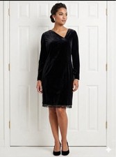 Vtg Halston Women’s 6 Black Velvet Dress Lace Long Sleeve S Silk 80s Whimsgoth