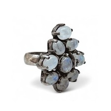 Vintage 1970s Sterling Silver Moonstone Cluster Ring, 8.5, 30g