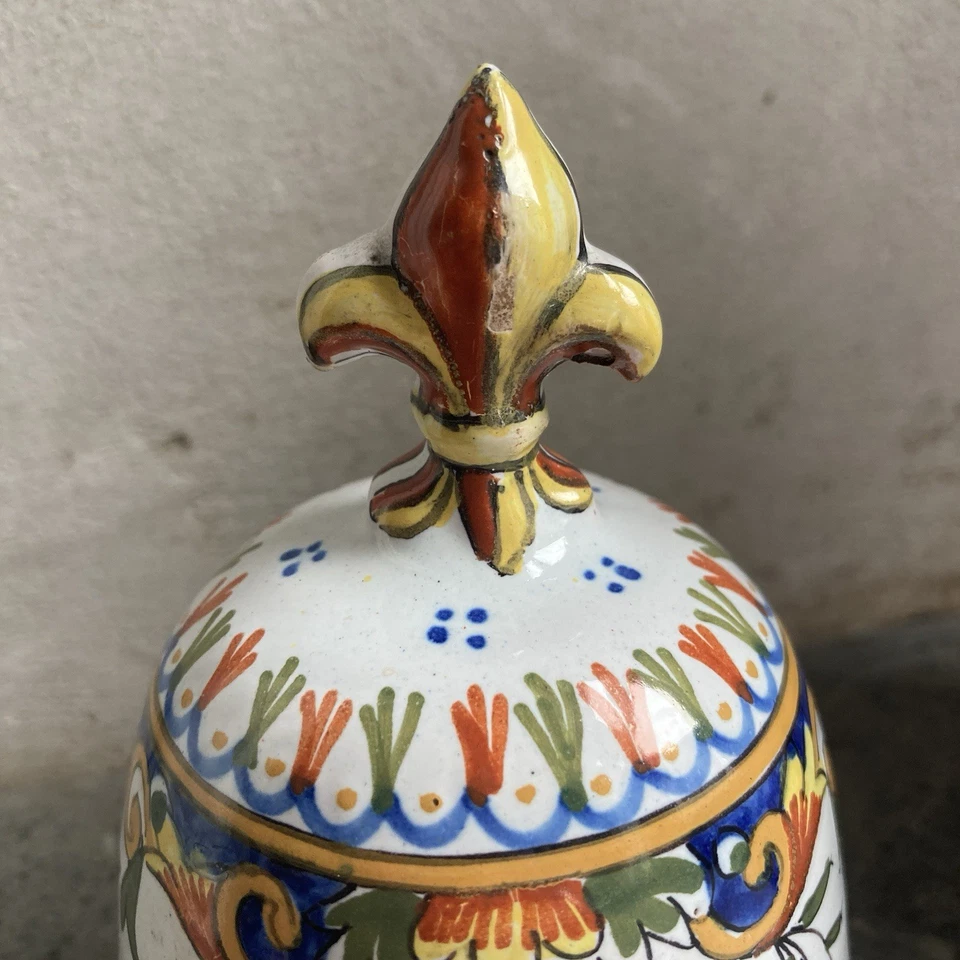 French Faience Bell – Desvres Old Rouen Style – Hand Painted - Image 3 of 4