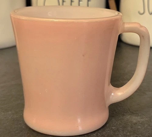 Vintage Fire King PINK D Handle Milk Glass Mug Cup 1960s!