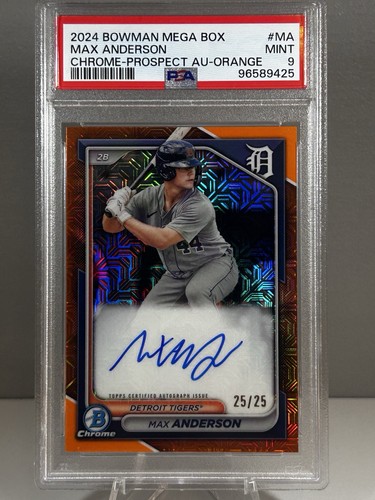 2024 Bowman Chrome Max Anderson Orange Mojo Auto /25 PSA 9 Tigers 25/25 🔥