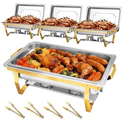 Chafing Dish Buffet Set[2/4 Pack] 9QT 408 Stainless Steel Rectangular Chafers