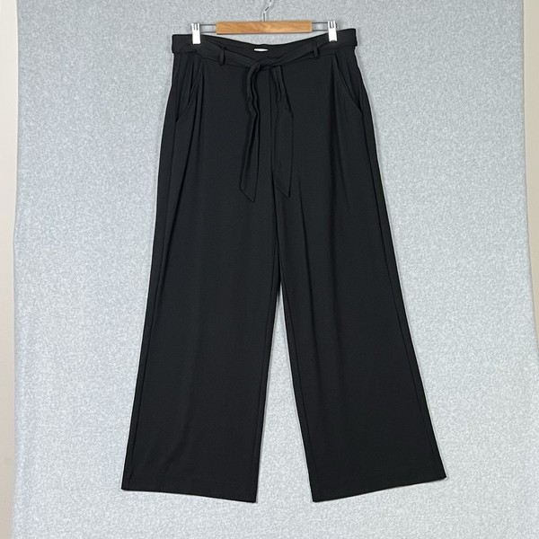 Sussan Pants Womens XL 16 Black Wide Leg Belted Classic Preppy Minimalist Office
