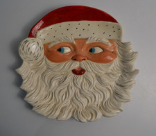 Vtg Kitschy Santa Claus Christmas Cookie Plate Platter Large 13