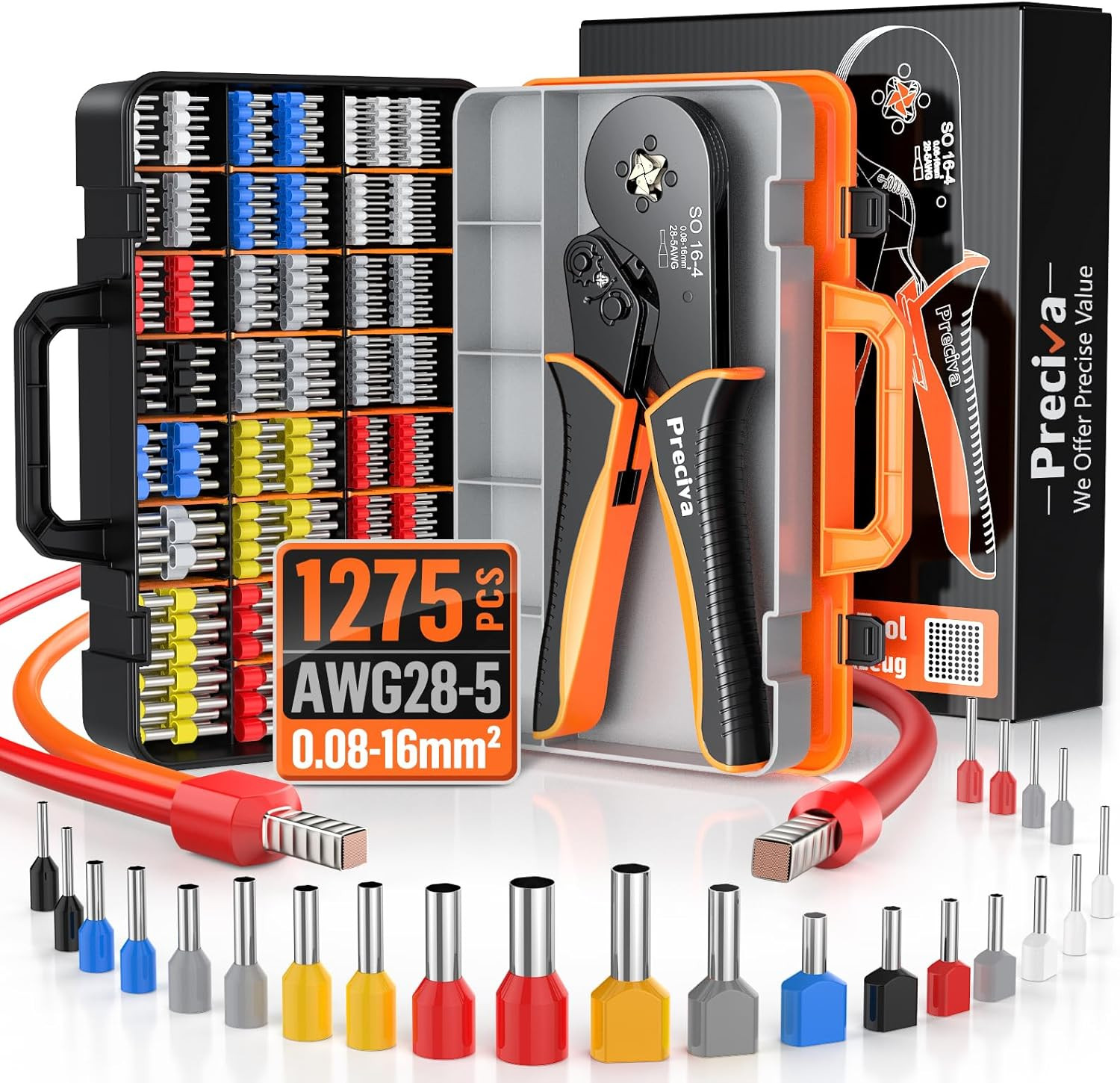 Set Crimpatrice 0.08-16mm² 1275pcs Puntalini Doppi - Standard ISO