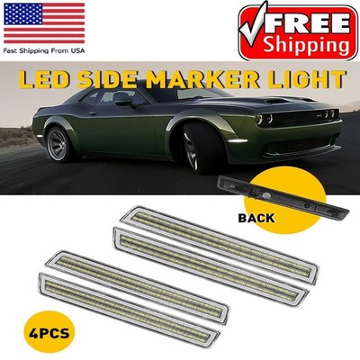 LED Side Marker Lights Front Rear For 15-2023 Challenger Dodge GT SXT Clear Lens