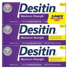 Desitin Maximum Strength Zinc Oxide Diaper Rash Paste 4.8 oz. Pack of 3 