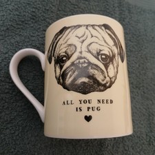 All You Need Is Pug Mug Fine China White Coffee Cup Puppy Dog Pet Lover Gift