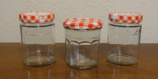 3 Empty Bonne Maman 13 oz size glass jars with metal lids