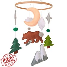 Woodland Baby Mobile, Woodland Mobile for Crib, Bear Crib Mobile for Boys, Nu...
