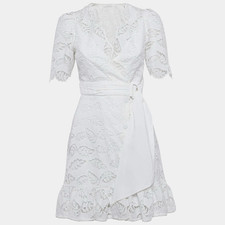 Sandro Paris white lace belted mini dress Size 36 US size 6