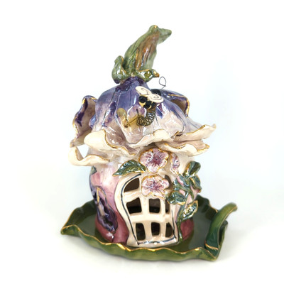 Retired 2001 Heather Goldminc Blue Sky Clayworks Flower Fairy House 8 1/2''