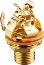 Pure Tone Multi-Contact 1/4 Inch Mono Output Jack  Gold  Dual Tension Grounds