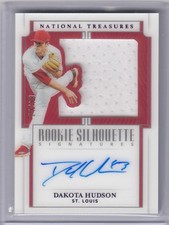 * DAKOTA HUDSON * 2019 NATIONAL TREASURES SILHOUETTE AUTO JERSEY RC # 12