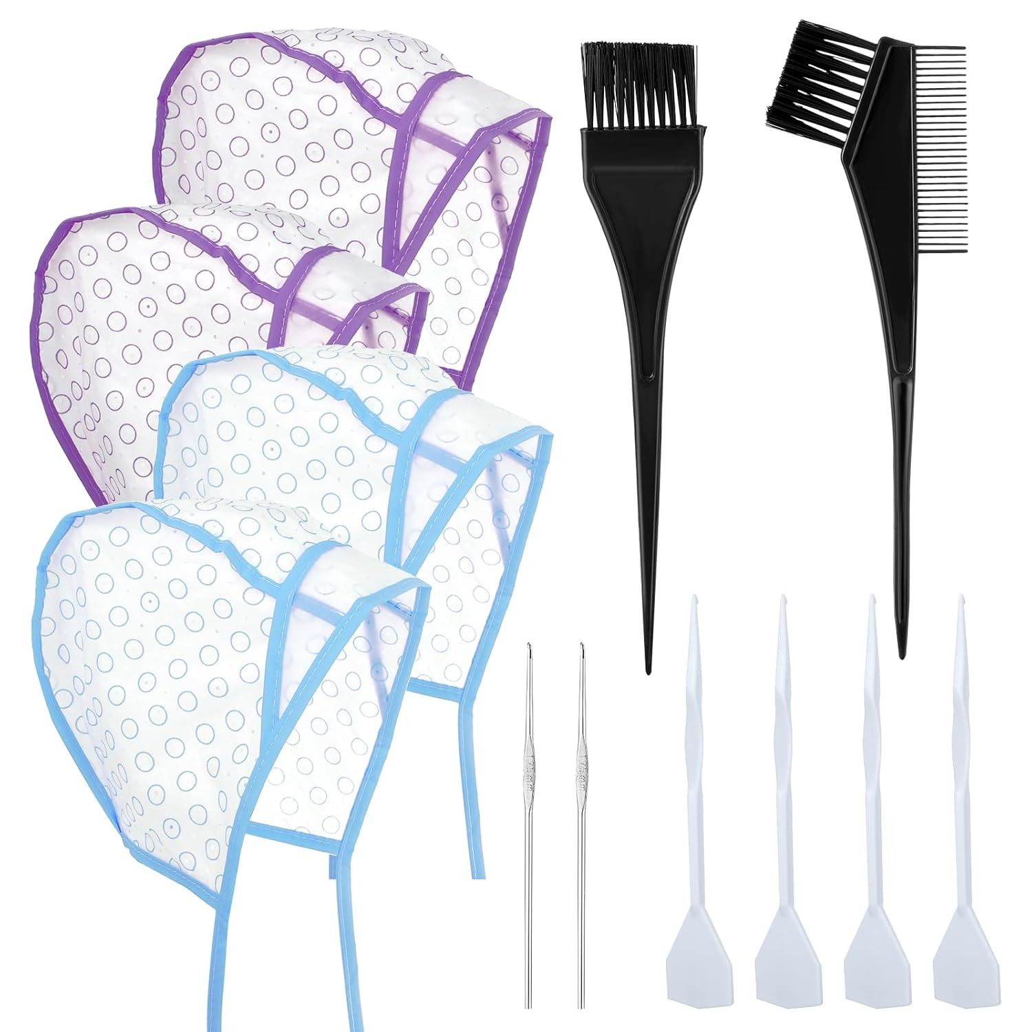 12 Pcs Hair Highlighting Cap Set &ndash; 4 Sets with Hooks for F