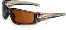 Honeywell Uvex Hypershock Safety Glasses, Brown Frame with 