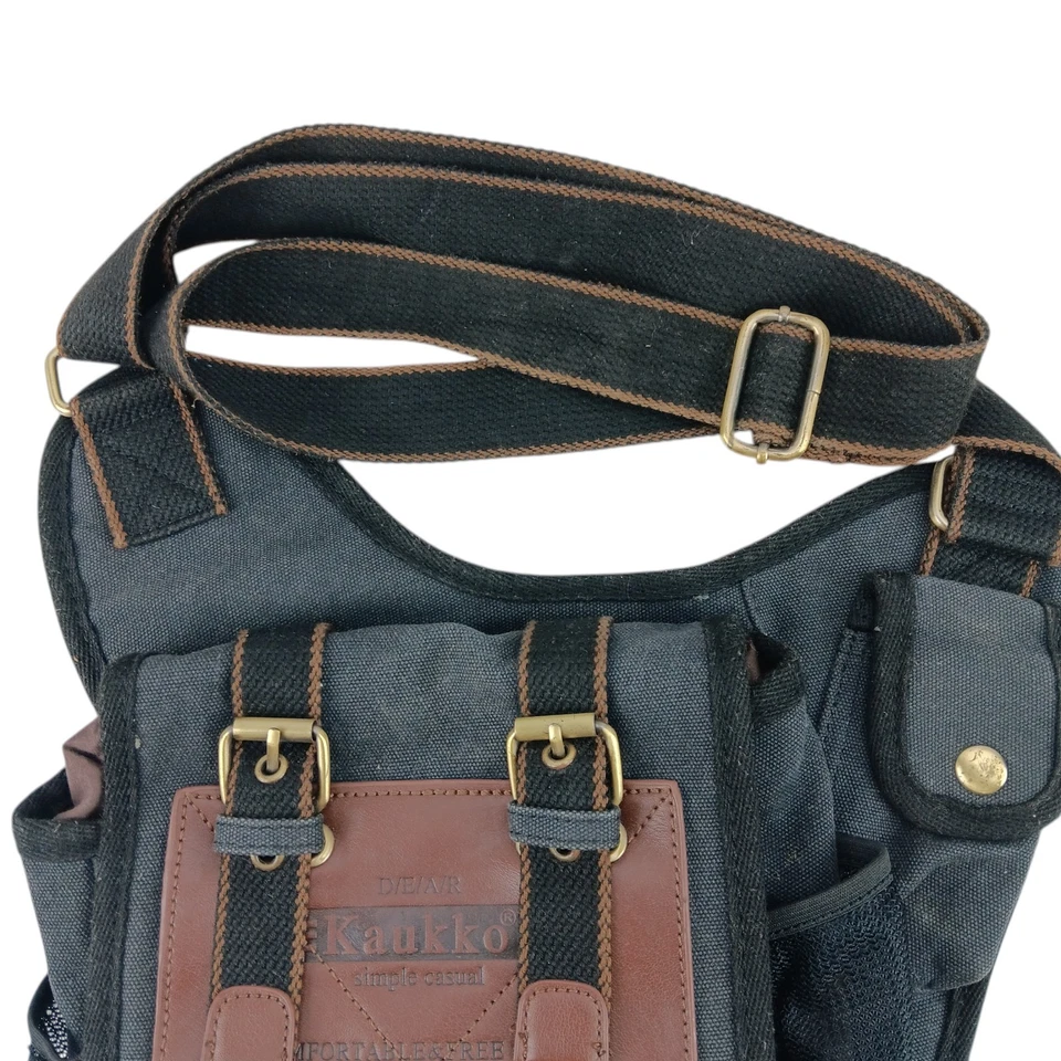 KAUKKO Canvas Messenger Bag Cross Body Shoulder Sling Backpack Travel Hiking BAG - Image 2 of 4