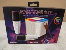Karaoke Set Dual Wireless Mics Bluetooth Art  Sound LED RGB Lights Portable NEW