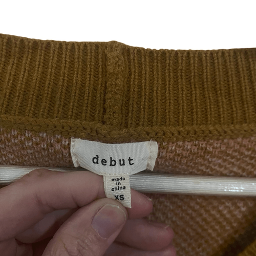 Debut XS Button Down Strickjacke Pullover Patchwork Design - Bild 3 von 6