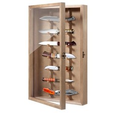 Display Case with Lockable Clear Acrylic Door, Wall Mount Wooden Display Stan...