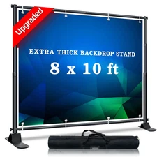 HIGIINC 8x10 Ft Heavy Duty Backdrop Banner Stand with Adjustable Photography