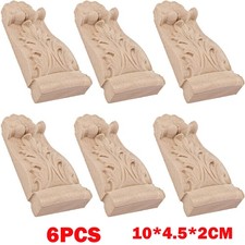 6Pcs 10*4.5*2cm Wooden Carved Applique Furniture Unpainted Decals Home Decor NEW