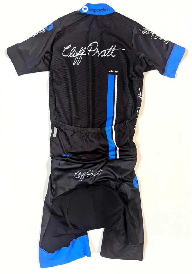  Cliff Pratt Racing ( Hull ) Team Cycling Skinsuit Black/Blue XL Excellent Con. - Image 2 of 4