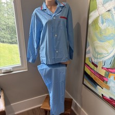 JC Penney Men  s Blue Permanent Press Pajamas 2 pc LS Vintage Sz M 38-40 NWOT