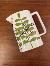 Sagaform Design by Bjork-Forth Oval Ceramic Pitcher w/Green Leaves and Flowers