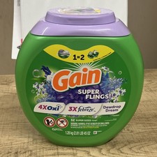 Gain Super Flings Laundry Detergent Pacs, 32 Count, Dewdrop Dream scent, irre...