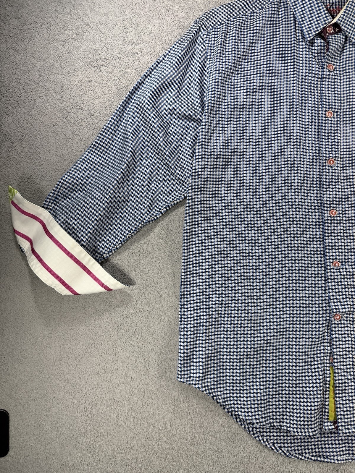 Robert Graham Multi Pattern Checked Blue Dress Sh… - image 6