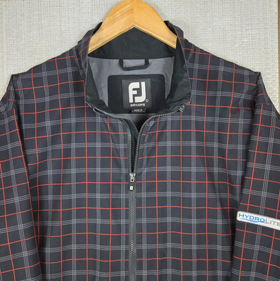 FOOTJOY HYDROLITE Mens Size Large Windproof Waterproof Jacket Full Zip Plaid