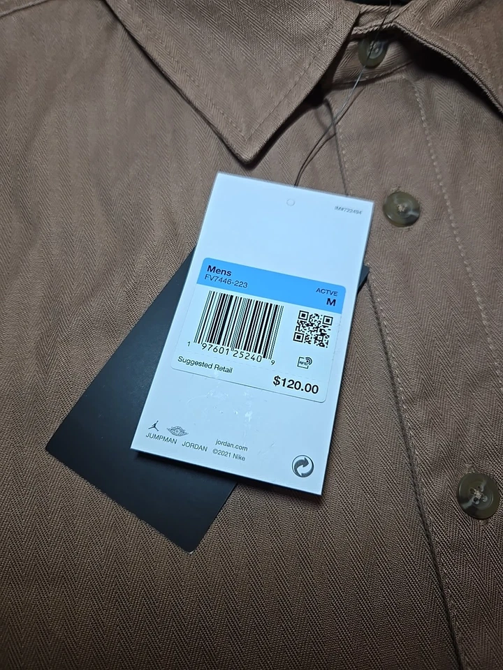 NWT Air Jordan Essentials Button Down Long Sleeve Shirt Men's M Brown FV7446-223 - Image 4 of 4