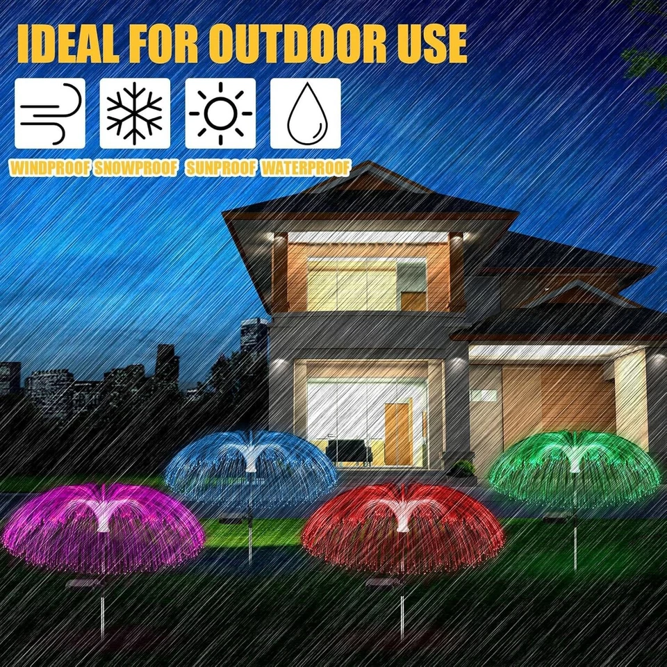 2x Solarlampen für Außen Garten Qualle mit Farbig LED Solarleuchten Garten Deko - Bild 4 von 4