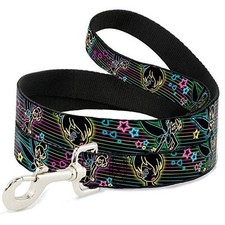 Pet Leash - Electric Tinkerbell Poses/Stripes 6 Feet Long - 1.5" Wide
