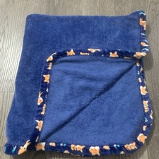 Le Bebe Favorite Fox Trim Navy Blue Baby Security Blanket Very Hard To Find