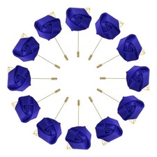 12 Pcs Groom Boutonnieres Rose Boutonnieres Pins for Men Dark Blue