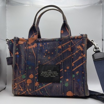 MARC JACOBS The Tote Bag 2Way Canvas Purple Orange Paint Splatter