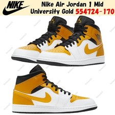 Nike Air Jordan 1 Mid University Gold 554724-170 Men's Size