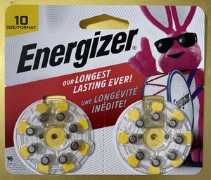 NEW! 2X Energizer, 32 Hearing Aid Batteries (AZ10DP-16, 1.45 Zinc Air) - Size 10