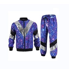 80s 90s Mens Shell Suit Costume Neon Adult Fancy Dress Outfit Sports Tracksuit