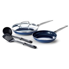 Blue Diamond 5-Piece Cookware Set Durable Ceramic PFAS-Free Non-Stick (Open Box)