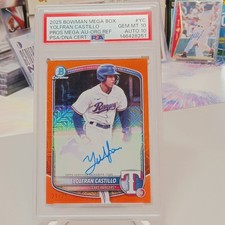 2025 BOWMAN MEGA BOX PROSPECT YOLFRAN CASTILLO AUTO ORANGE PSA/DNA 10/10 POP 1