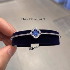Una bangle Clover, Blue, Rhodium plated Size:17-21cm