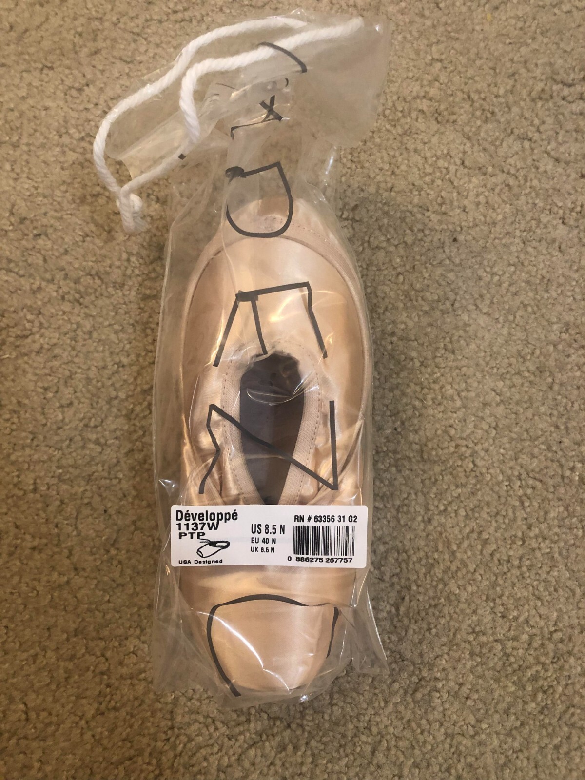 Nuevo en caja Zapatos Capezio Developpe Punta (1137W) Talla 8.5 N / #5.5 caña