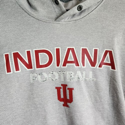 Men’s NCAA Indiana University Hoosiers Pullover Hoodie Gray Football Sports - Picture 2 of 10