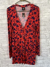 NWT AGNES  DORA Red Navy Blue Cardigan Sweater Favorite Cardi Career Sz Small