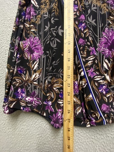 INC Shirt Womens L Black Purple Sleeveless Wrap Stretch V Neck Floral Blouse Top - Picture 6 of 10